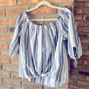 LOVE J Off the Shoulder Crop Top